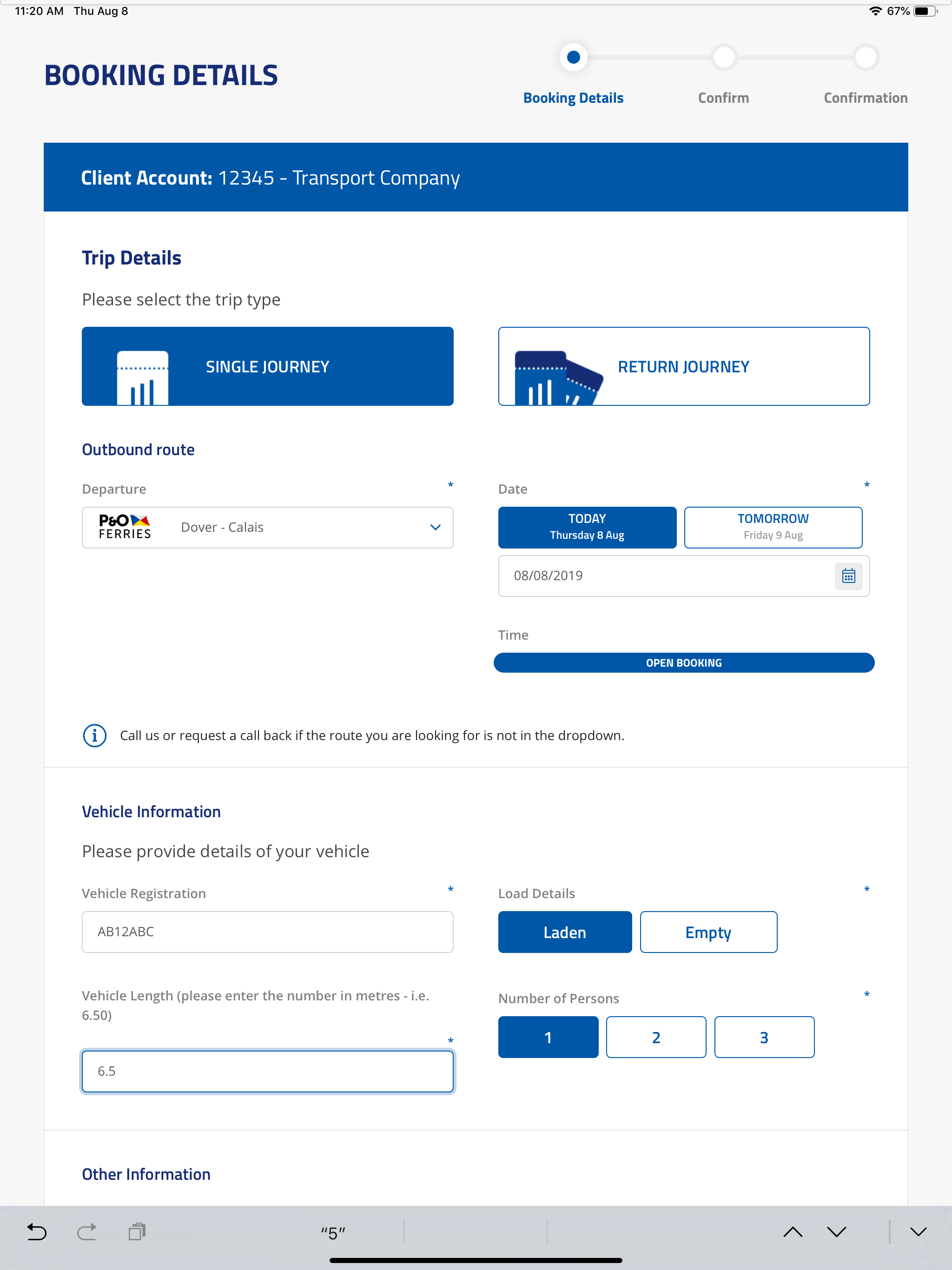 FERRY & TUNNEL FREIGHT BOOKING