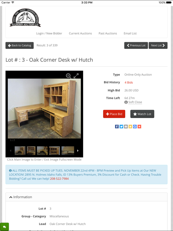 Screenshot #4 pour Bighorn Auction Co