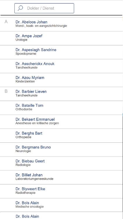 Artsenlijst AZ Sint-Jan