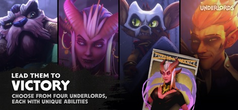 Dota Underlords - Discover the four distinct Underlord characters, each possessing unique aesthetics and abilities, allowing players to tailor their strategic approach.