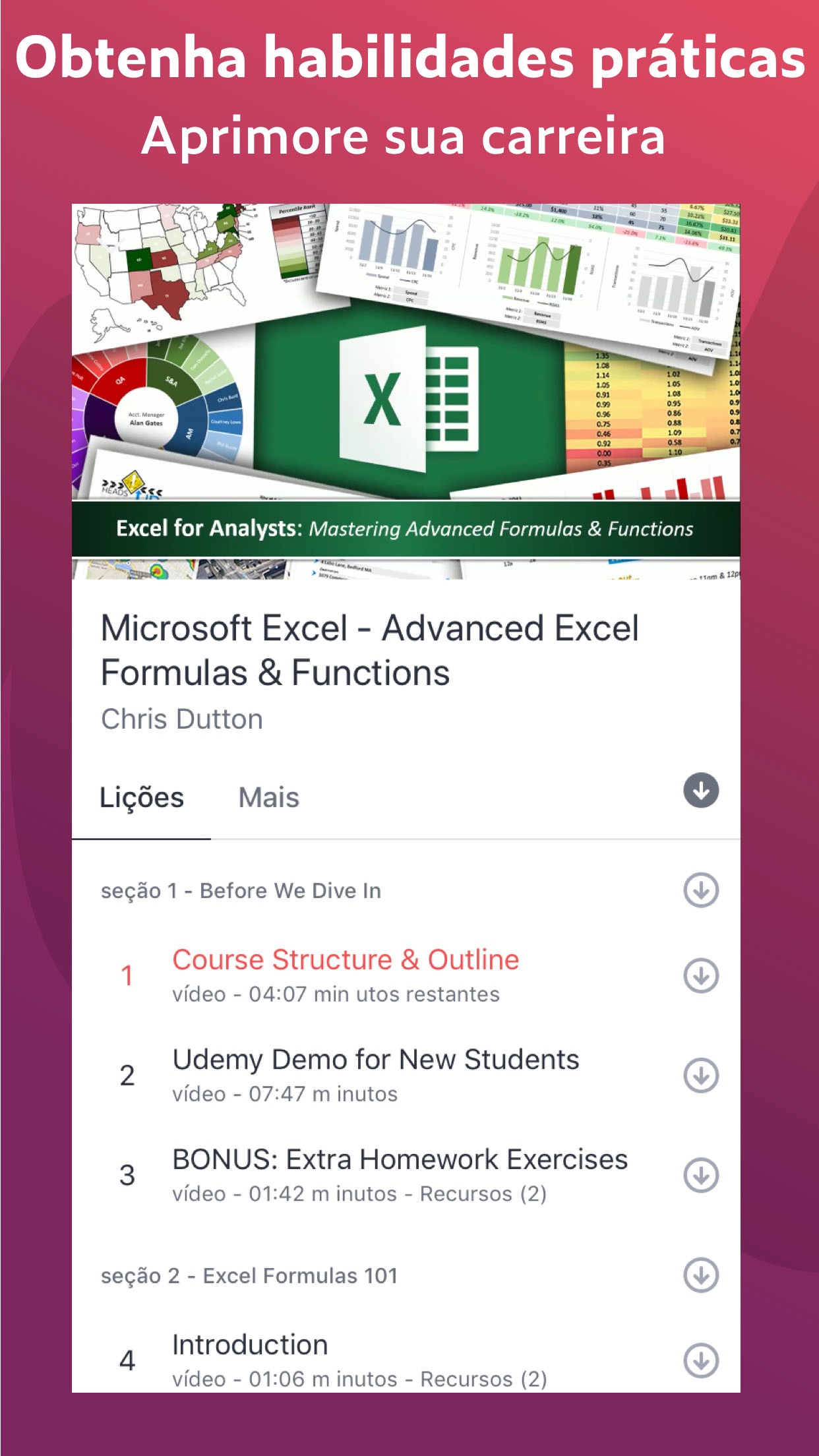 Screenshot do app Udemy: Aprender Cursos Online
