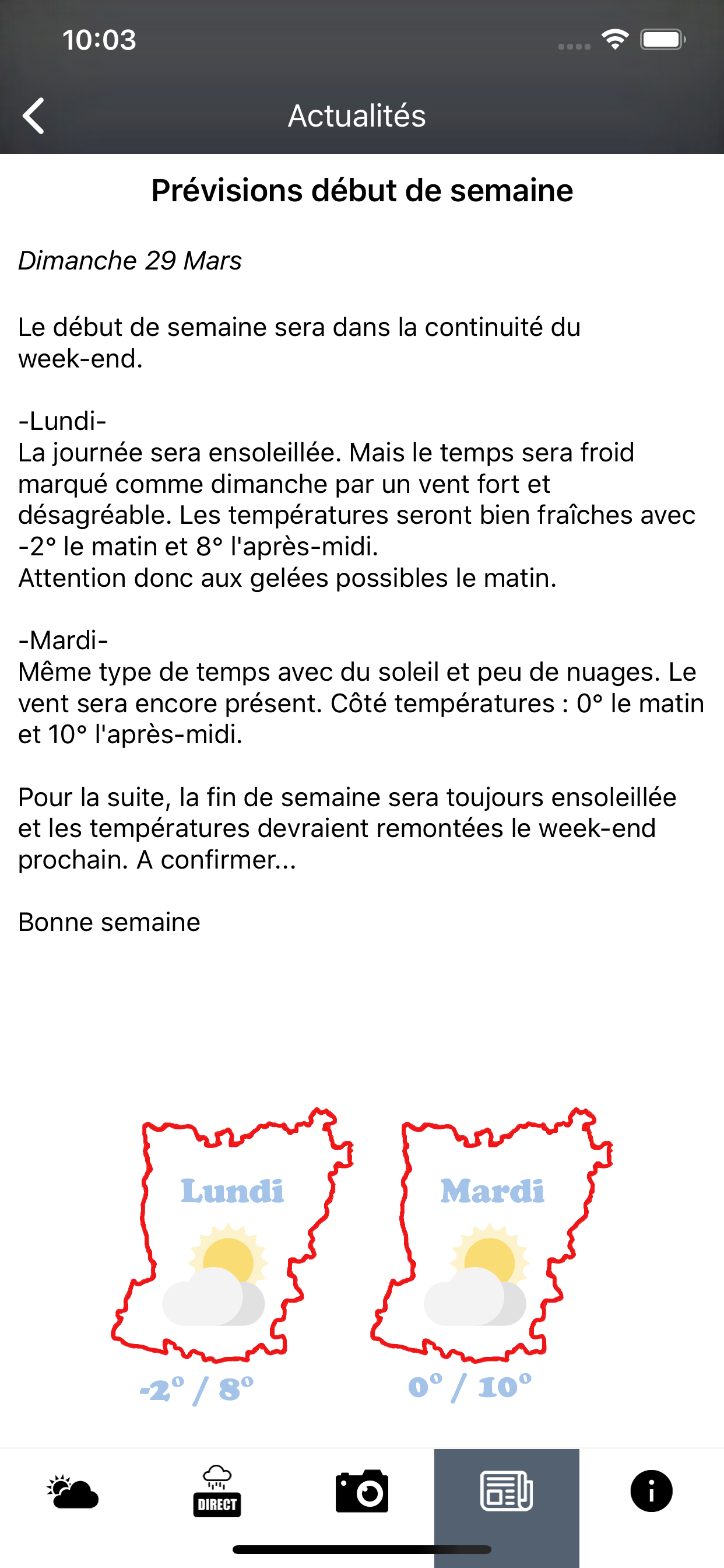 La météo en Mayenne