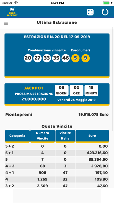 Estrazioni Eurojackpot Screenshot