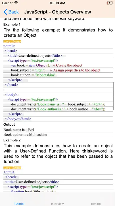 Tutorial For Java Script iPhone Ekran Görüntüsü 5