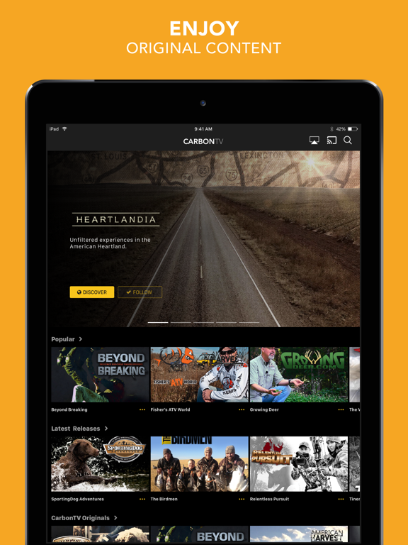 CarbonTV iPad screenshot 3 - Entertainment app
