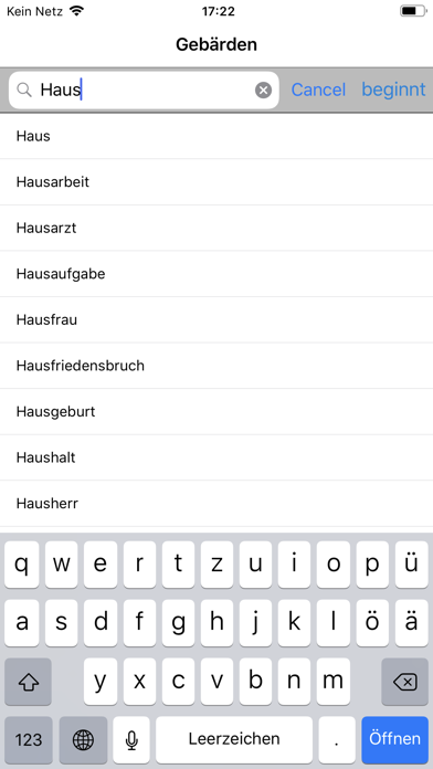 Gebärdensprache Wörterbuch Screenshot