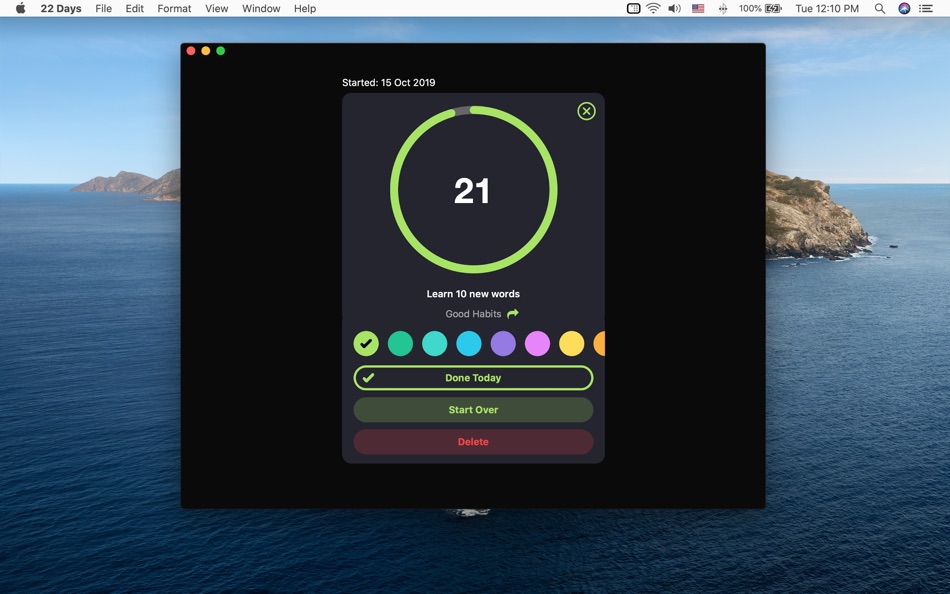 #3. 22 Days - Habit Tracker (macOS) 由: Vladislav Kovalyov