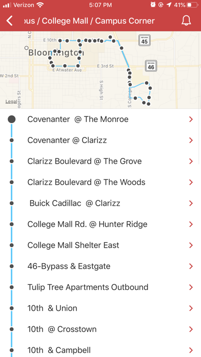 DoubleMap Bus Tracker Screenshot
