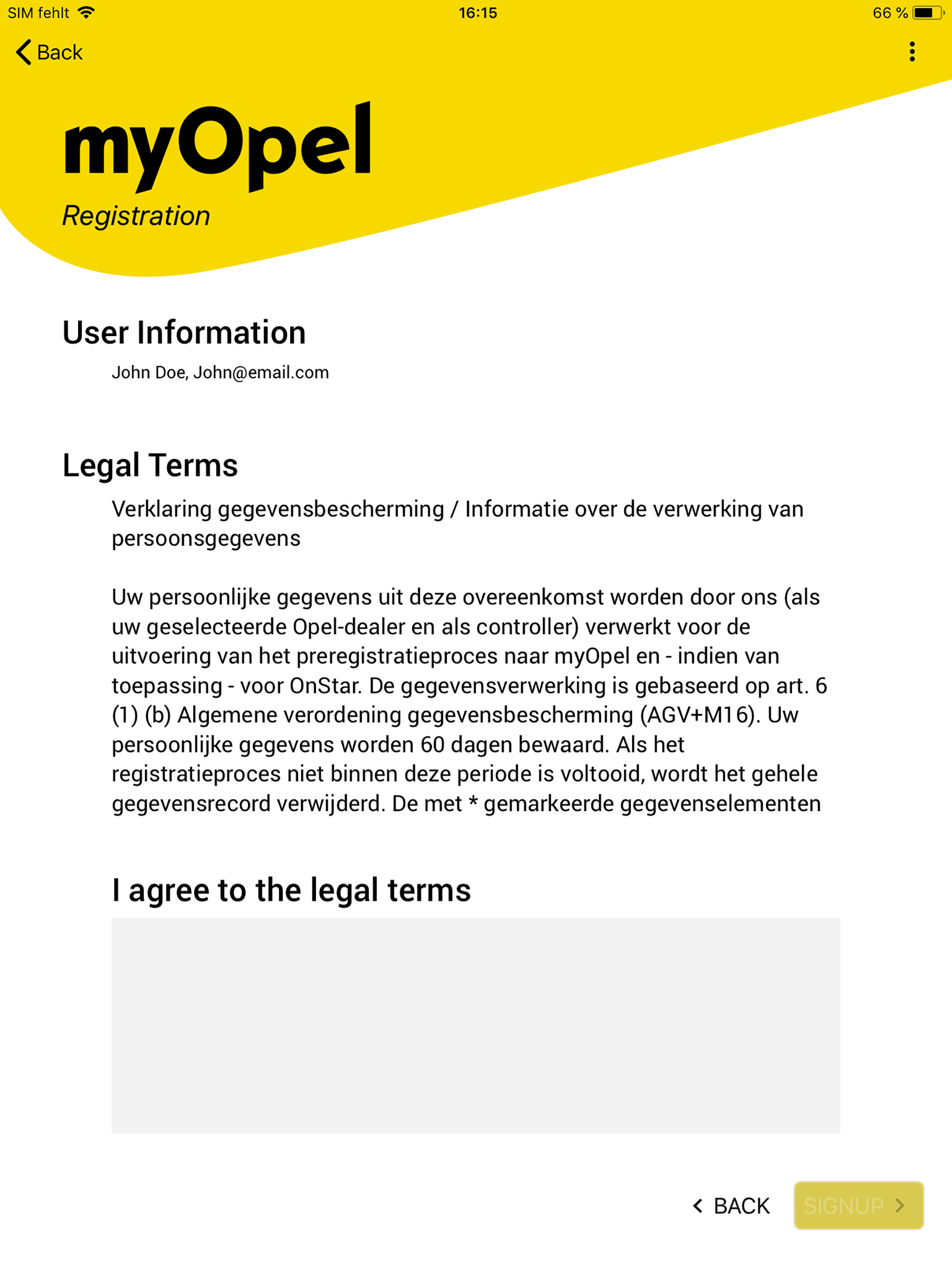 myOpel Pre-Registration screenshot 2