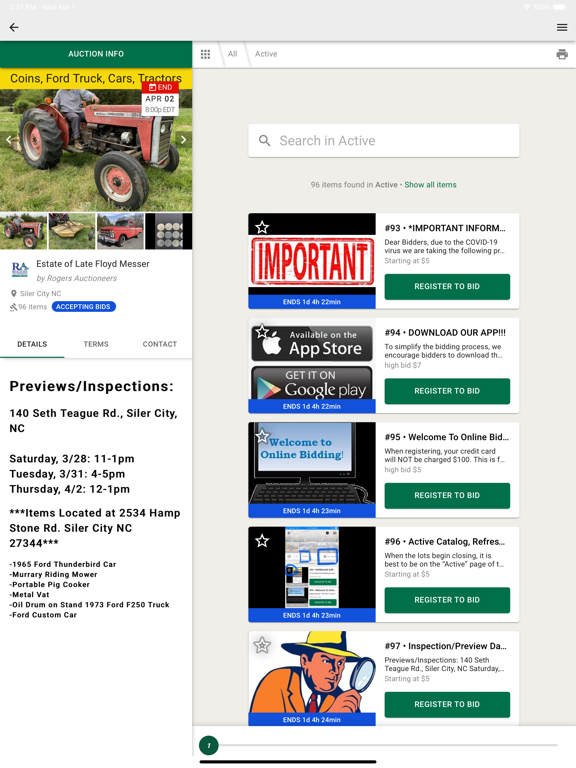 Rogers Auctioneers iPad screenshot 4 - Business app