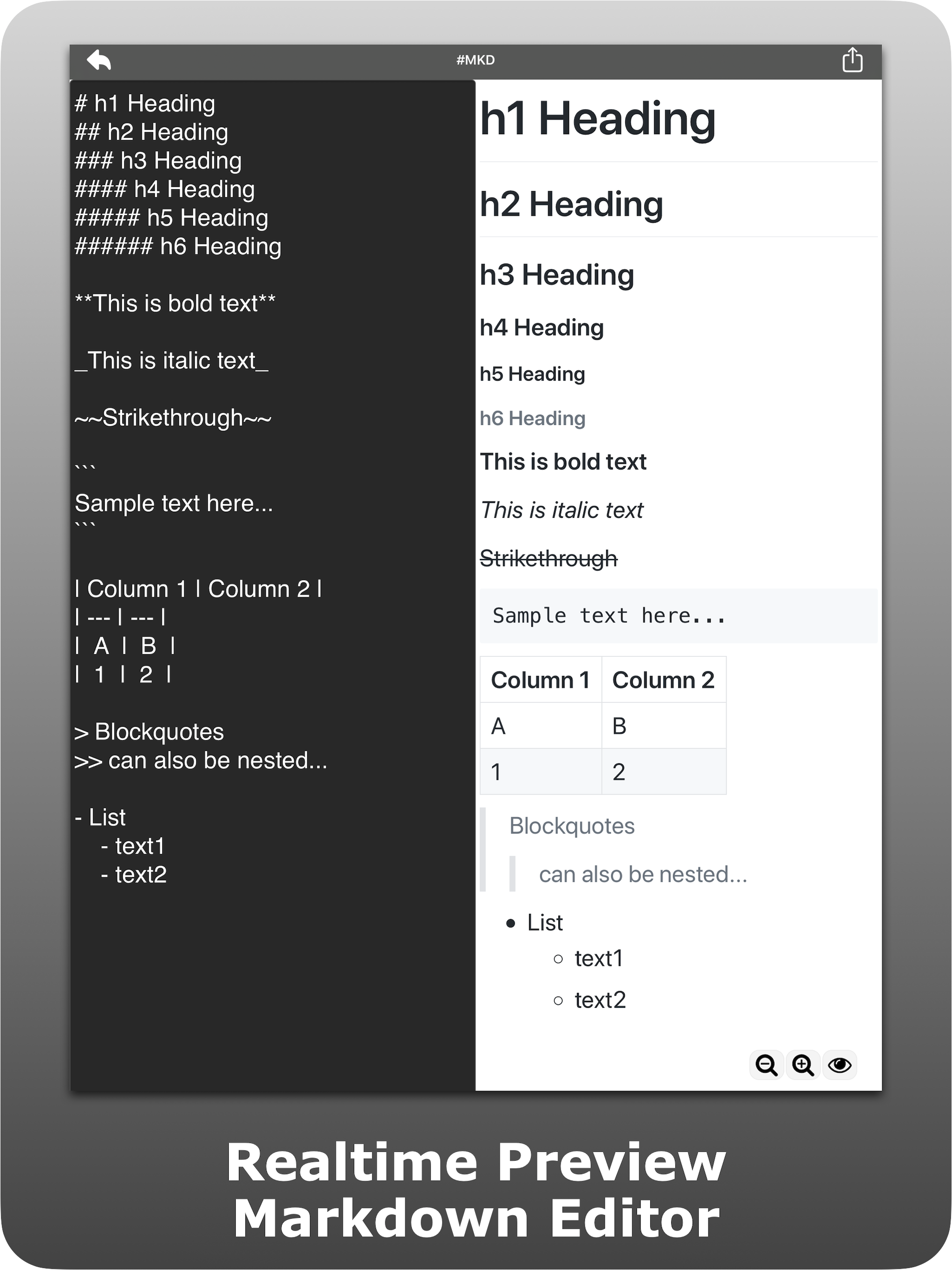 Markdown Editor - #MKD