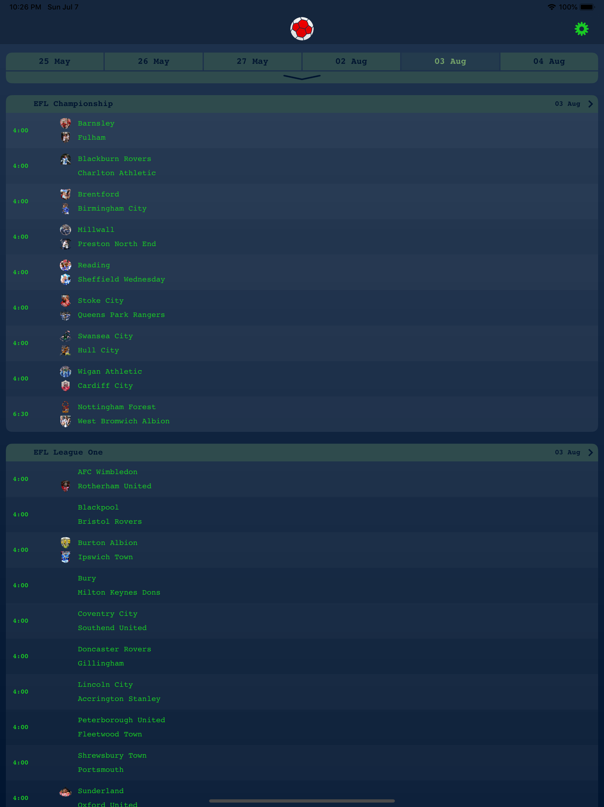 Live Results - English League