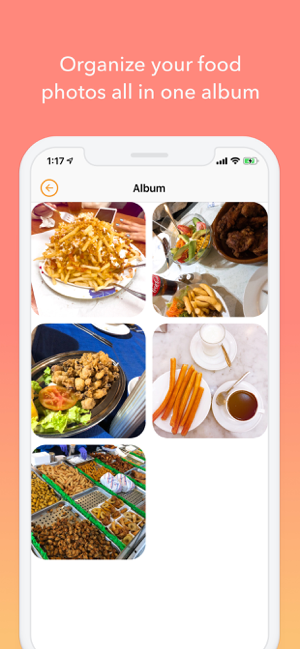 FoodyLife: Screenshot van de app Food Diary