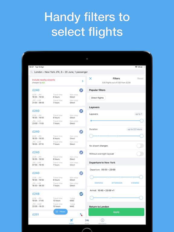 my Travel Agent - Easy flights iPad screenshot 6 - Travel app