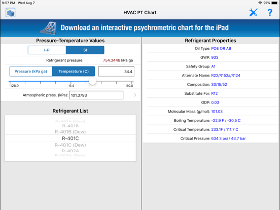 HVAC PT Chart iPad screenshot 6 - Productivity app