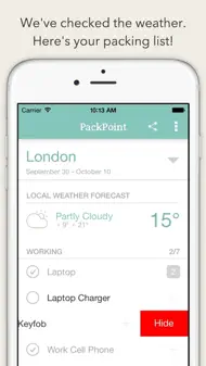 PackPoint Travel Packing List iphone bilder 2
