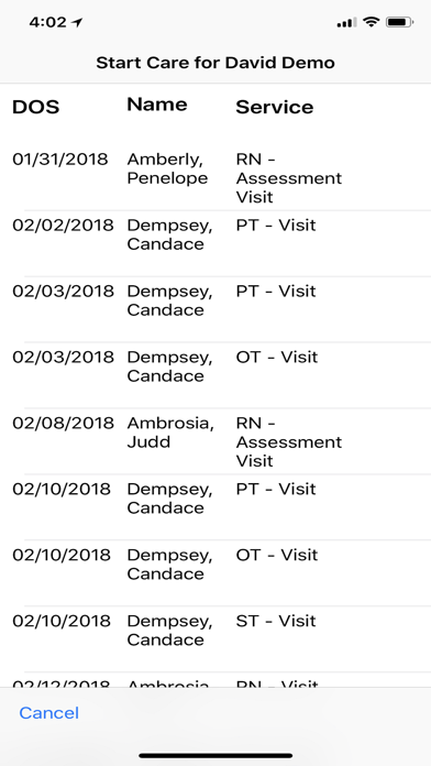 Care Visit Screenshot
