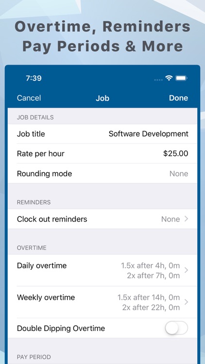 Hours and Pay Tracker: TimeLog