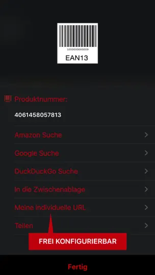 Screenshot von Barcode + QR Code Scanner auf dem iPhone 4