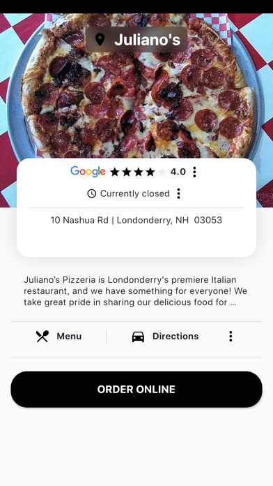 Juliano's Italian Pizzeria Screenshot
