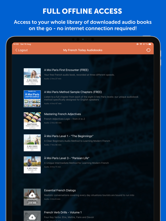 French Today Audiobook Player iPad screenshot