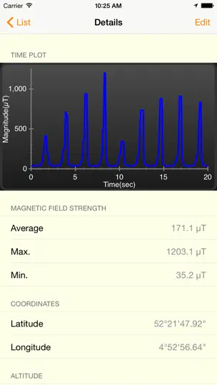 Скриншот Gauss Meter на iPhone 4