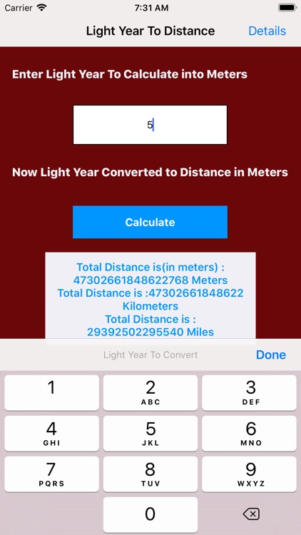 Calculate Light Year