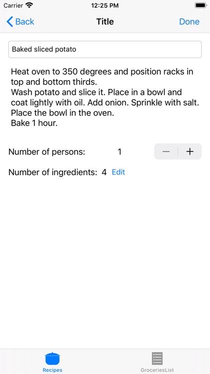 CookBook and Groceries List