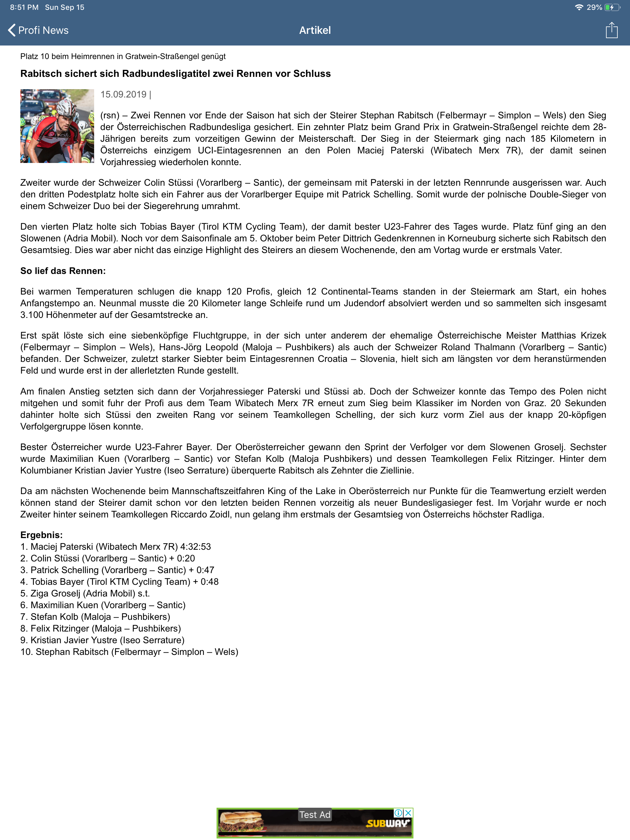 Radsport News