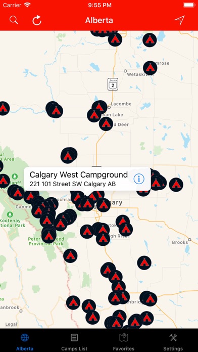 Screenshot #1 pour Alberta – Campgrounds RV Parks