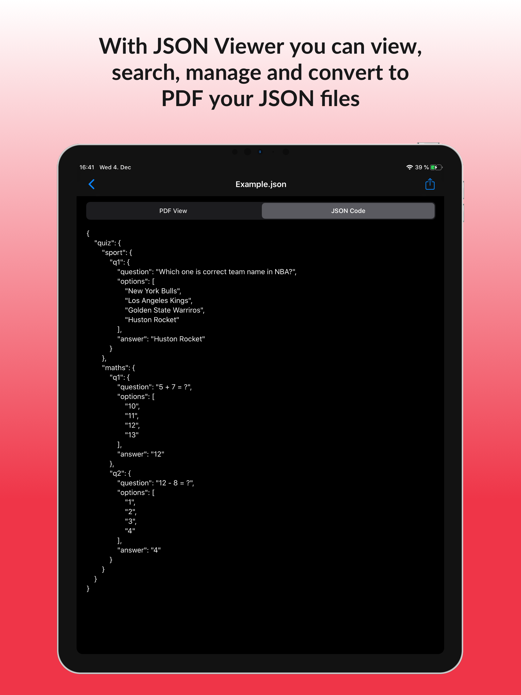 JSON Viewer - Json file reader