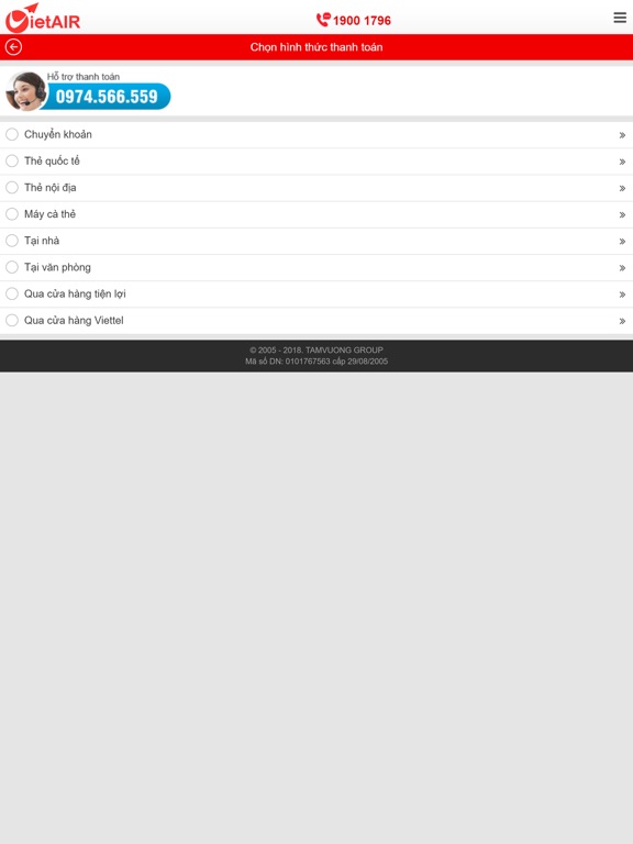 VietAIR - Vé máy bay iPad screenshot 6 - Travel app