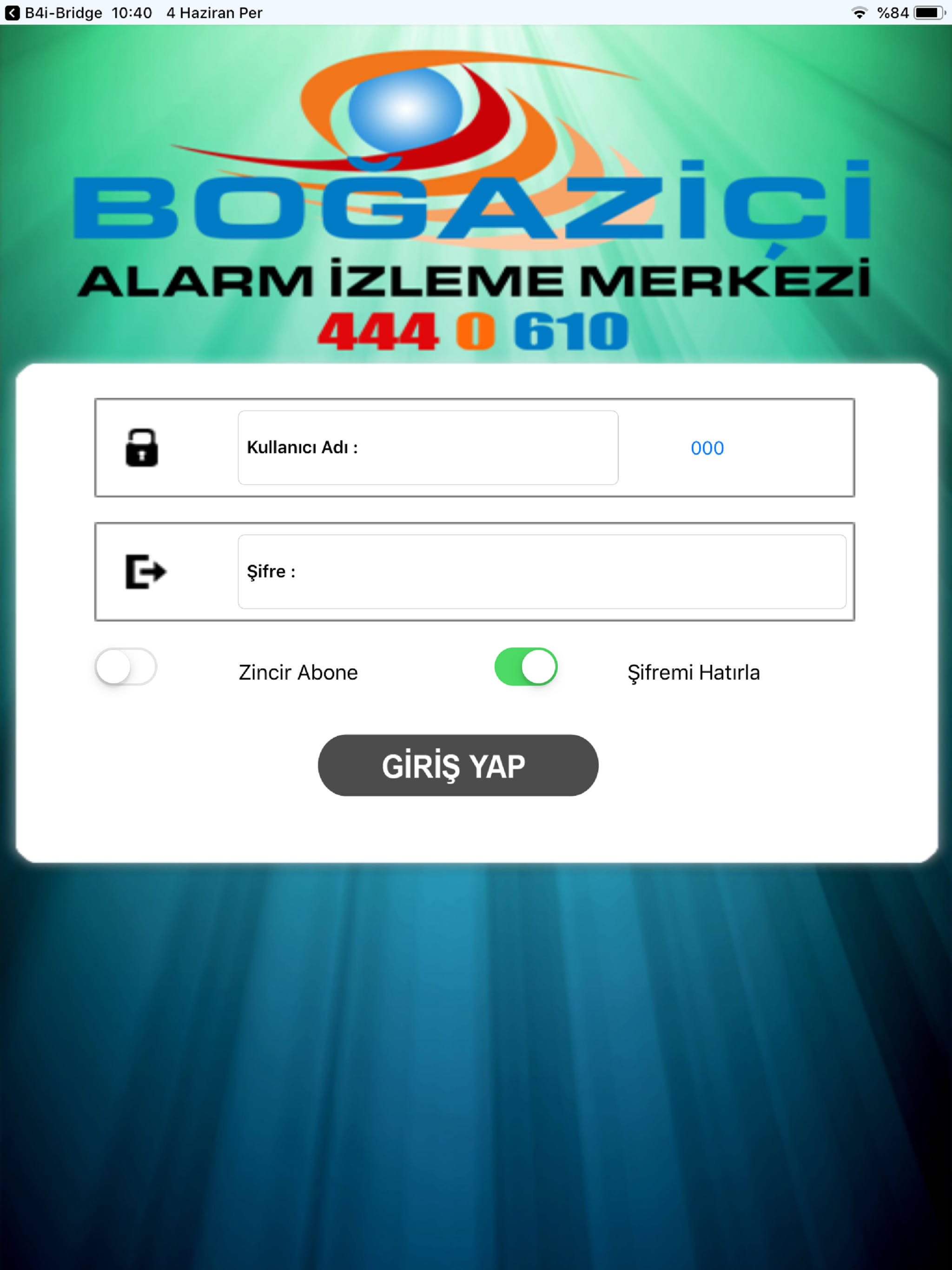 BOGAZİÇİ Alarm Sinyal Takibi