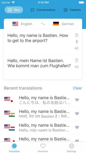 Screenshot von Übersetzer · auf dem iPhone 1