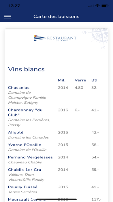 Restaurant SNG Menu Screenshot