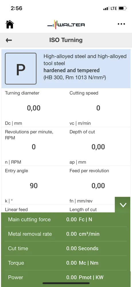 Walter Machining Calculator