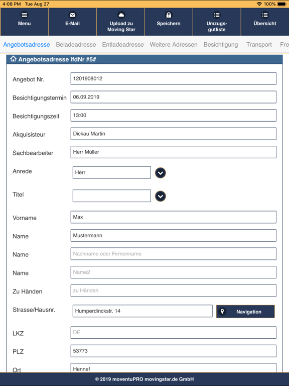 Screenshot #5 pour moventuPRO -Umzugsbesichtigung