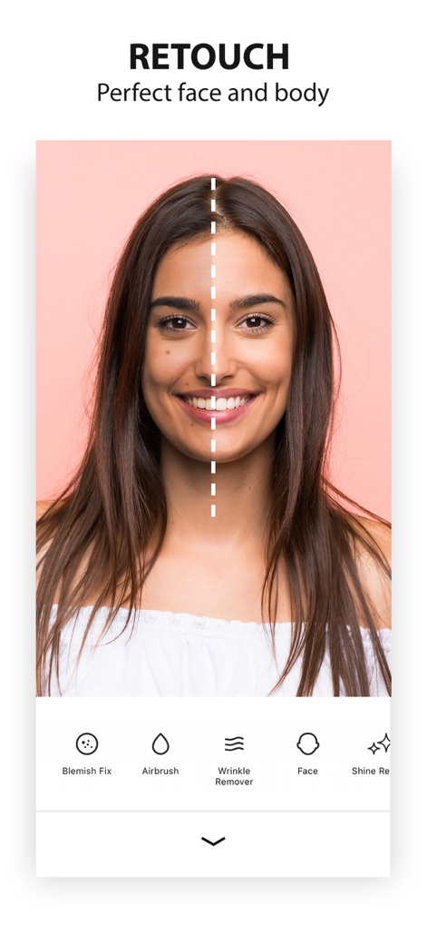 Avatan – Photo Editor - Los usuarios pueden perfeccionar retratos con herramientas como 'Blemish Fix' y 'Wrinkle Remover', visualizando el impacto de cada ajuste mediante una comparación directa antes y después.