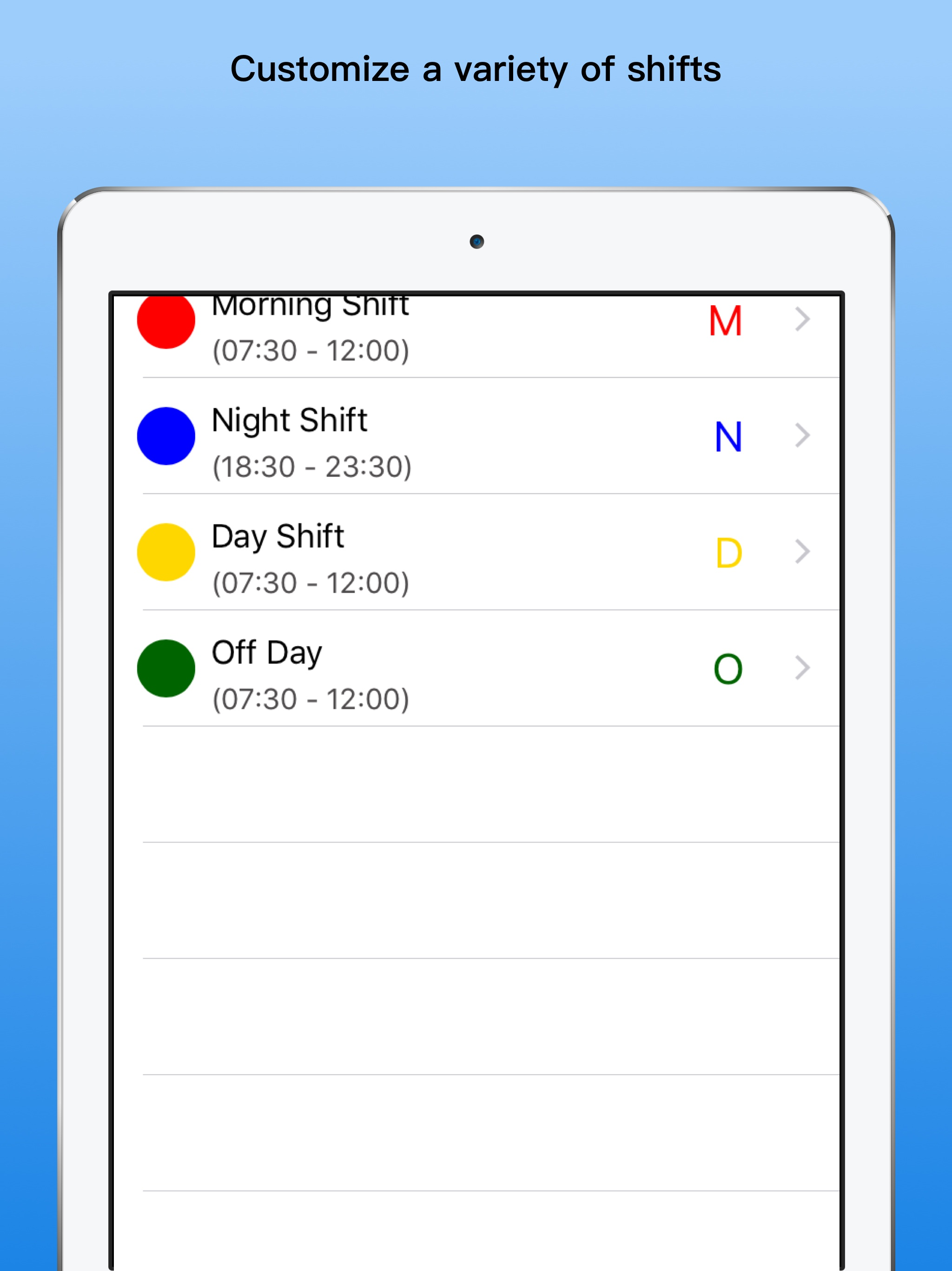 Shift Calendar - Schedule