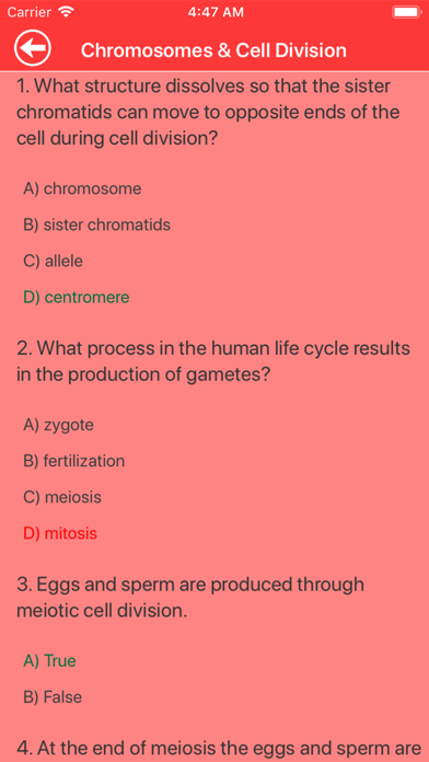 Human Biology Quiz Screenshot