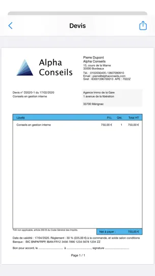 Capture d'écran de Gestion Micro-Entrepreneur sur iPhone 5