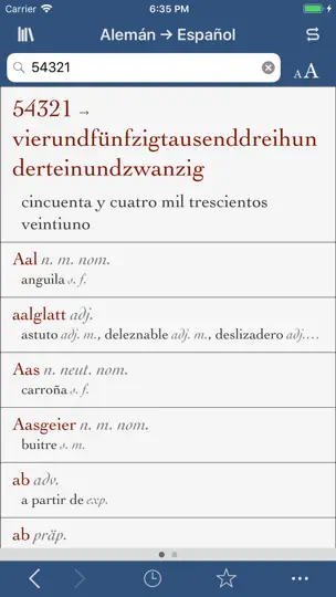 Captura de pantalla de Ultralingua Español-alemán en iPhone 3