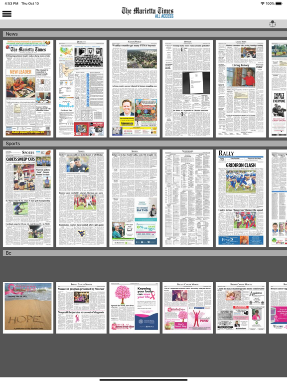 The Marietta Times All Access iPad screenshot