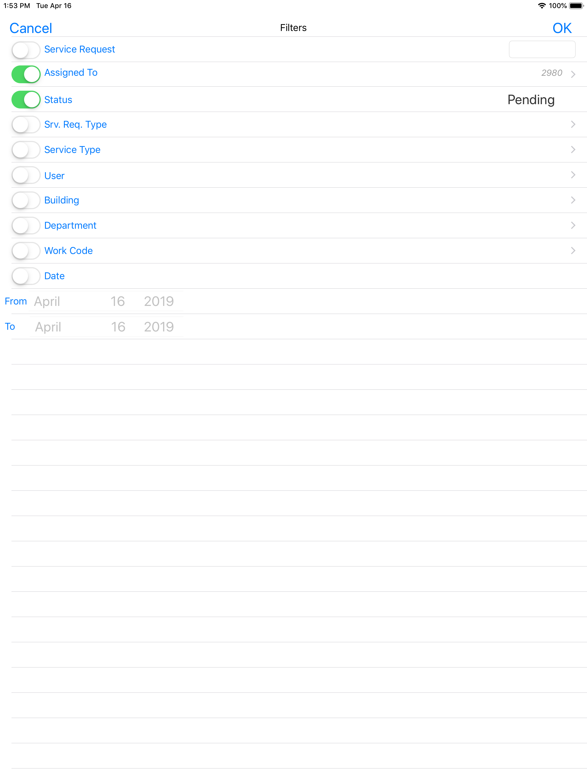 CAMS FM Service Requests screenshot 4