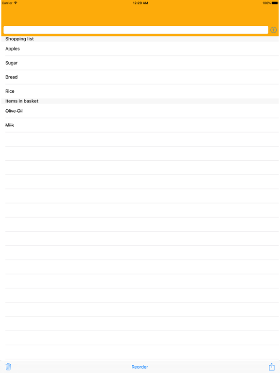 Basic Shopping List iPad screenshot 1 - Utilities app