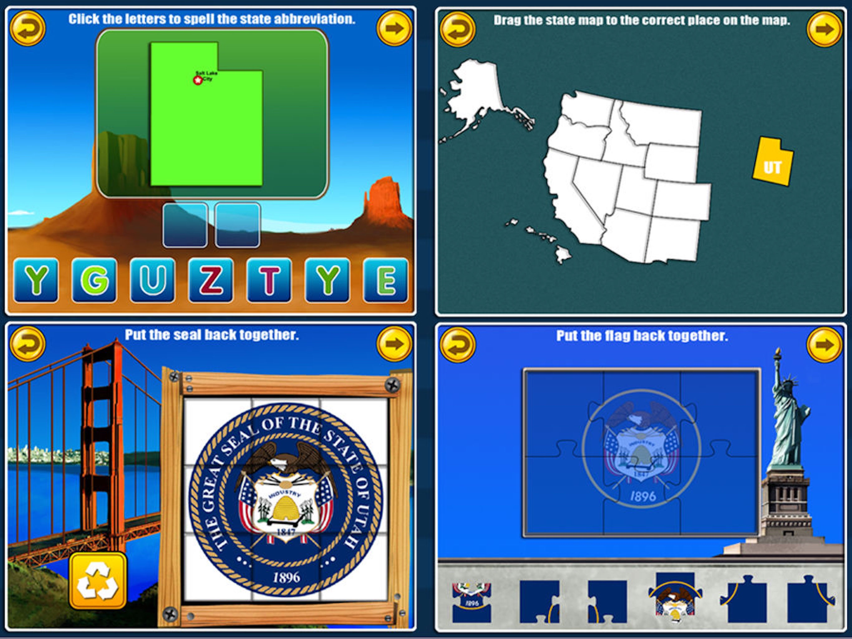States and Capitals Map Games