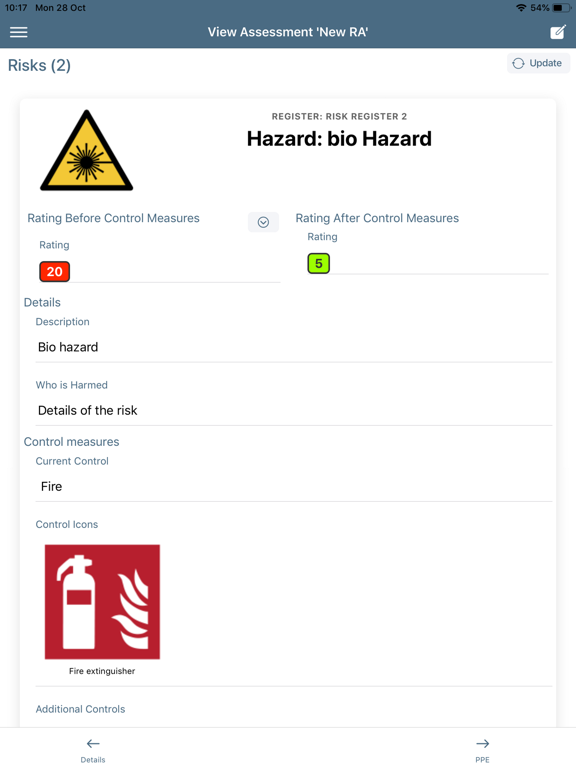MY Risk Assessments iPad screenshot