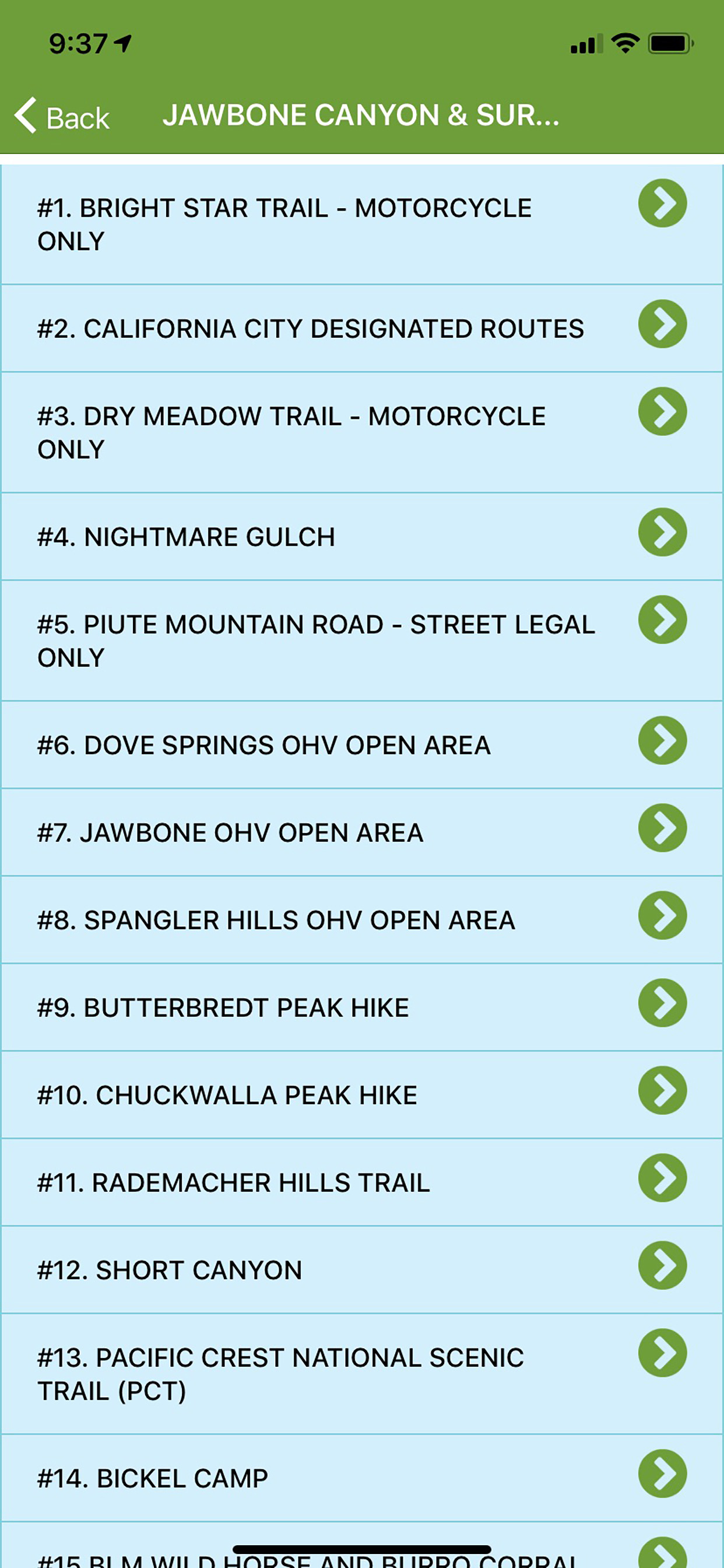 OHV Trail Map California