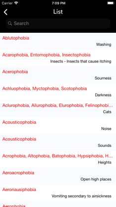 Phobias - dictionary of fears screenshot 2