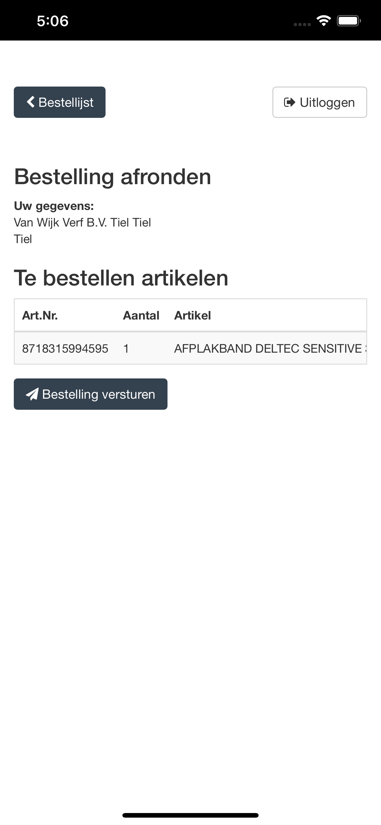 Bestelapp Van Wijk Verf